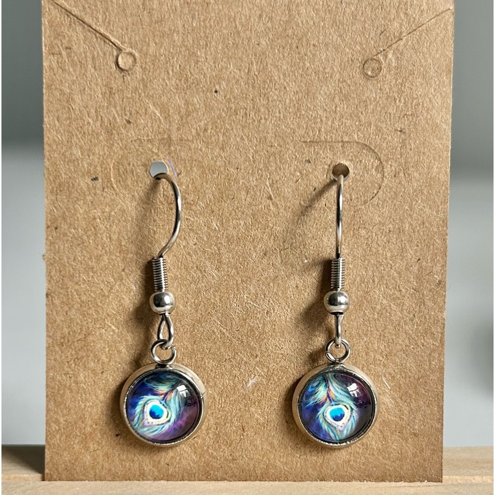 2 for $14 Handmade Peacock Feather Fishhook Earrings